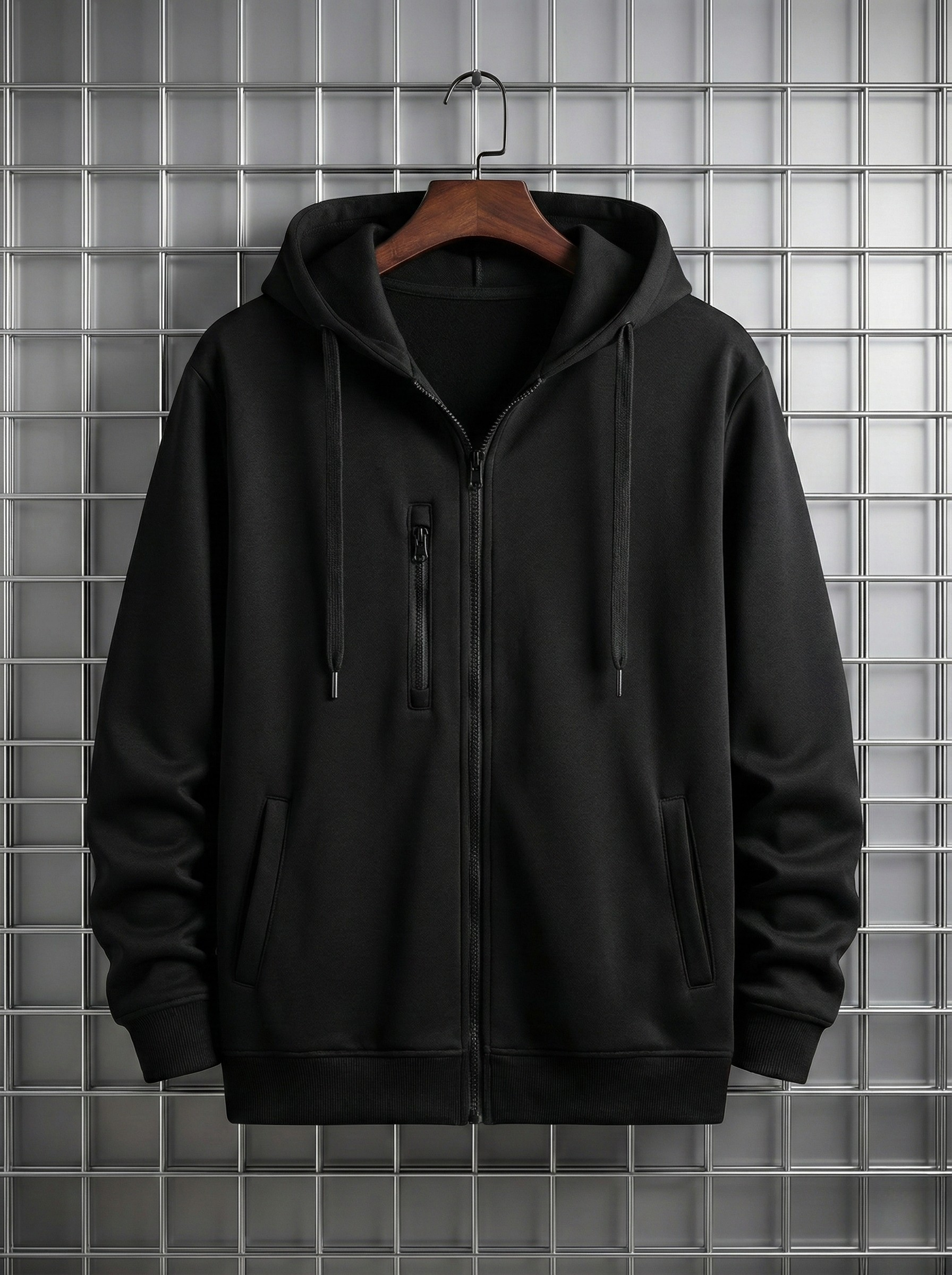 Premium Black Full-Zip Hoodie – Winter Essential for Everyday Comfort & Style