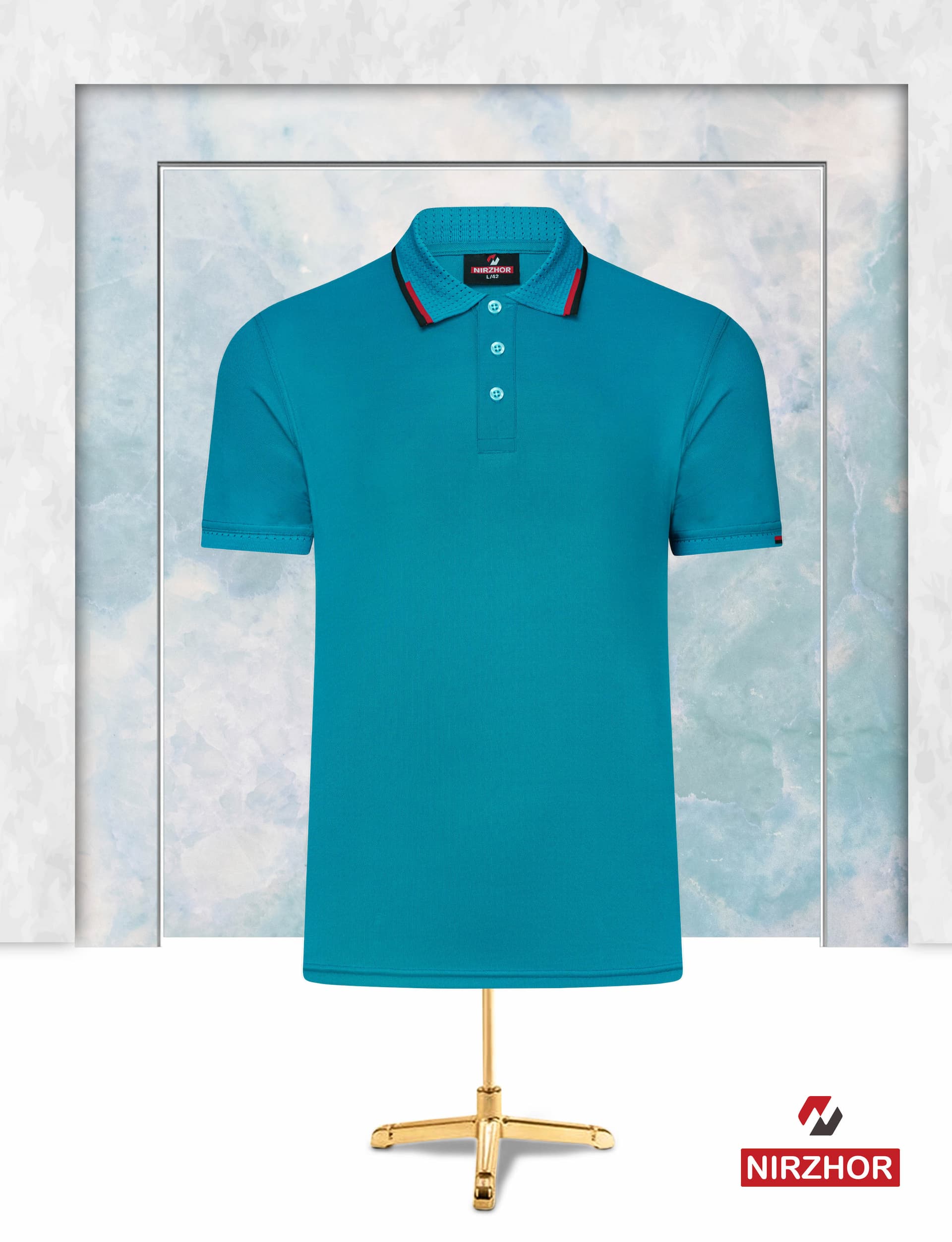 Teal Blue Polo Shirt for Men — Nirzhor